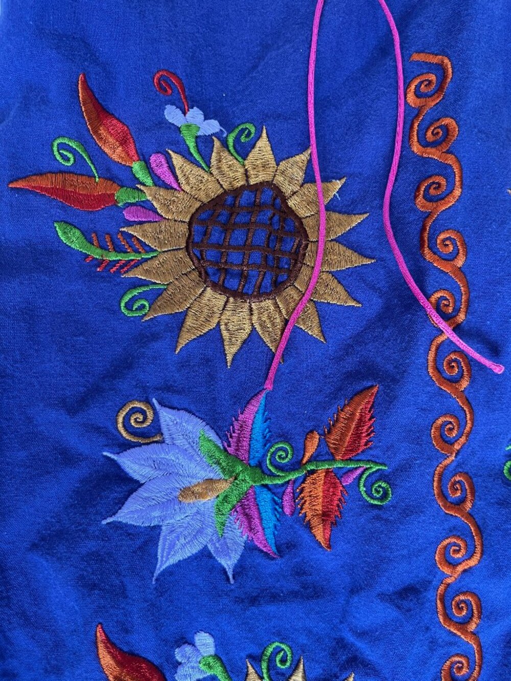 Vintage Mexican Purple Embroidered Floral Tunic Dress Womens Medium - Picture 3 of 5